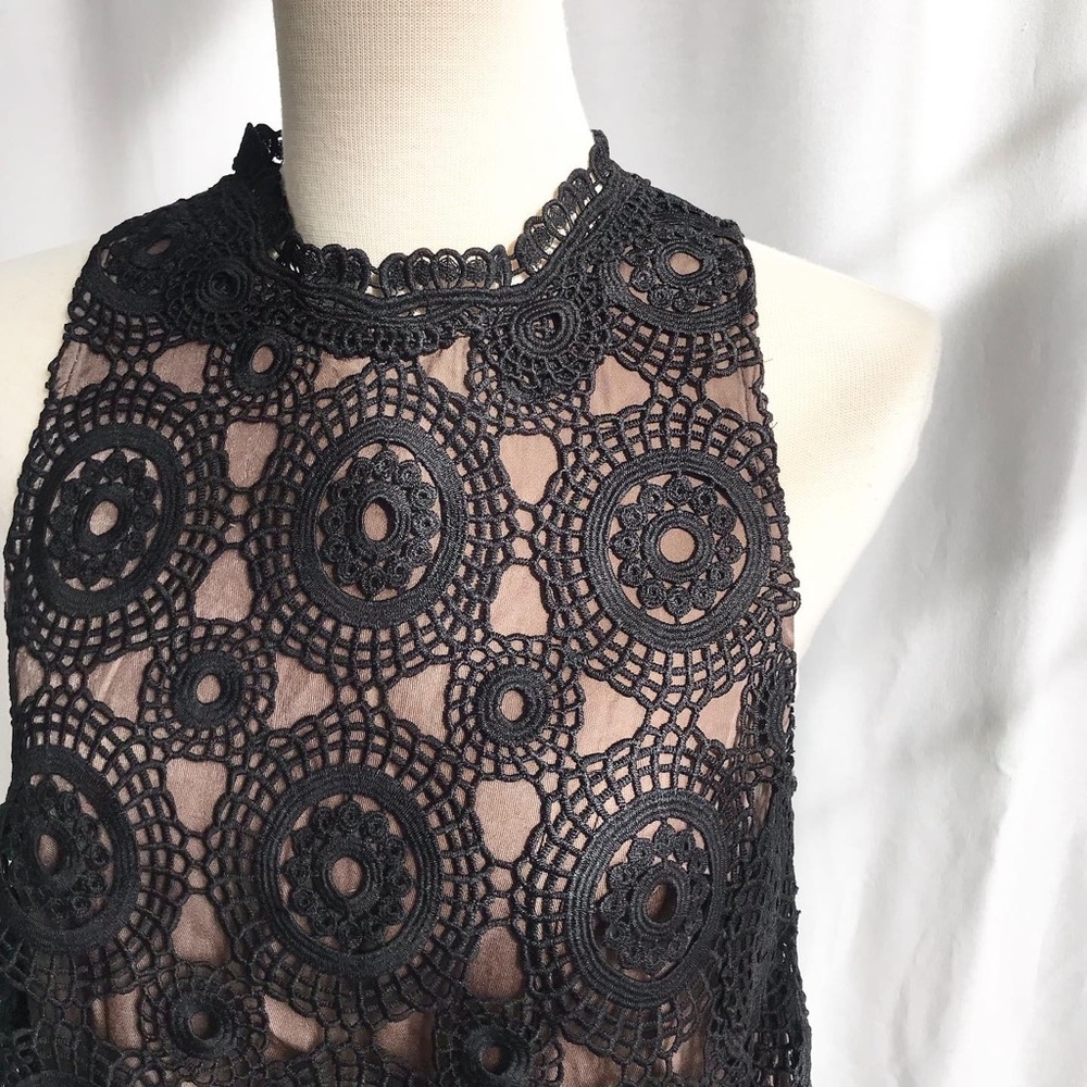 Free People black crochet layered dress Size 0 - Picture 2 of 10